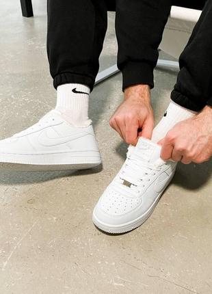 Мужские зимние кроссовки nike air force white winter белые низкие найк на меху кожанные высокие до -30*с