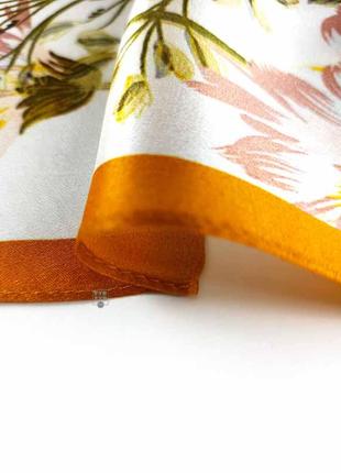 Маленький шелковый платок 53*53 100% шелк натуральный с цветами новый8 фото