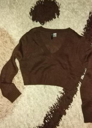 Новий фірмовий вкорочений светр, пуловер коричневий h&m