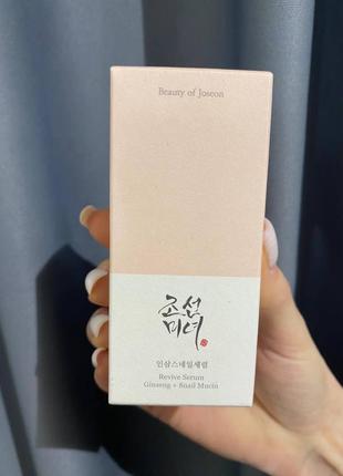 Восстанавливающая сыворотка с женьшенем и муцином улитки beauty of joseon revive serum ginseng 30 мл1 фото