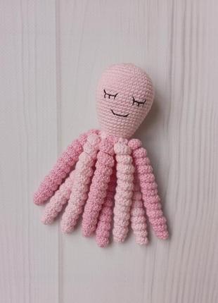 В'язана іграшка восьминіг для дівчинки, перша іграшка, ручна робота