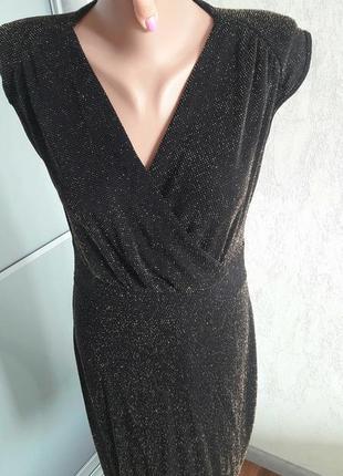 Чорне плаття футляр міді на запах2 фото