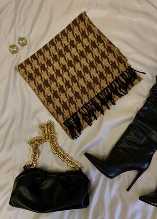 Жіночий теплий шарф палантин гусяча лапка