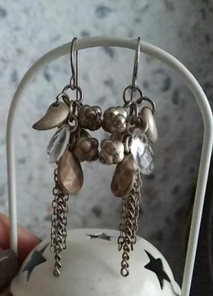 Срібні вінтажні сережки висячі