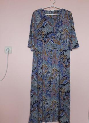 Різнокольорова натуральна сукня міді, платье миди вискоза, платьице 50-52 р.2 фото