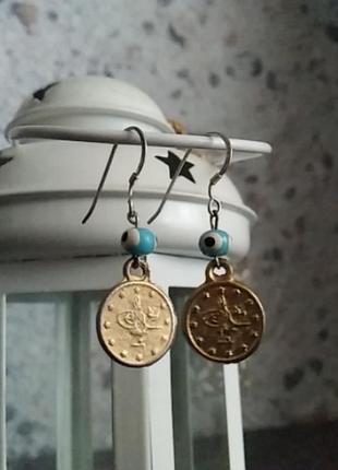 Серебряные винтажные серьги висятки