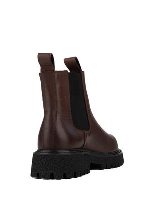 Челси ботинки деми с флисом кожаные черные коричневые молочные8 фото