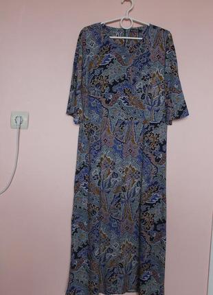 Різнокольорова натуральна сукня міді, платье миди вискоза, платьице 50-52 р.1 фото