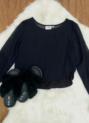 Топ кофта вкорочена із довгим рукавом tom tailor