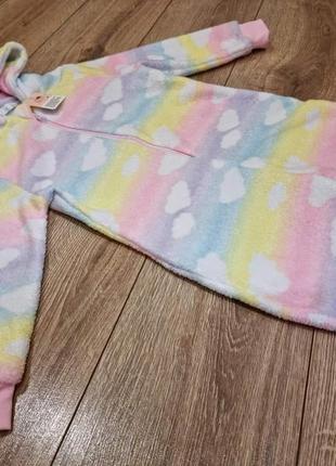 Стильный плюшевый кигуруми махровая пижама радуга облако 4-5л 104-1102 фото