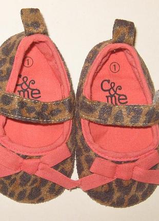 Пинетки на девочку на липучке на 3-6 мес /11 см