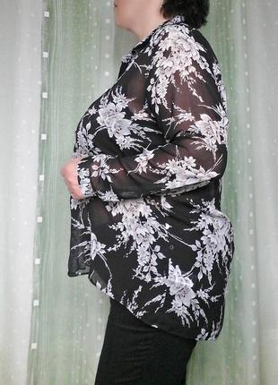 Шифонова блузка з подовженою спинкою в красивий квітковий принт2 фото