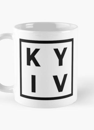 Чашка керамічна кружка з принтом kyiv біла 330 мл