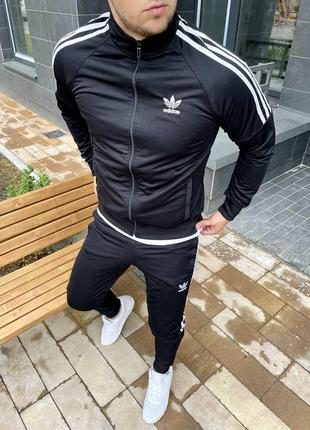 Чоловічий спортивний костюм adidas чорний адідас без капюшона лакосту2 фото