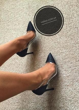 Трендові жіночі туфлі човники зі вставками силікону на шпильці ,35-404 фото