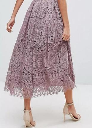 Новое!фантастическое лиловое кружевное платье-миди макси с открытой спиной asos6 фото