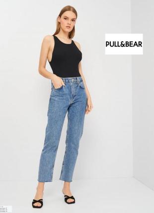 Базове чорне боді комбідрес у рубчик із відкритою спиною pull&amp;bear