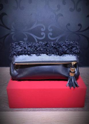 Leather bag clatch, pollini, hungary
