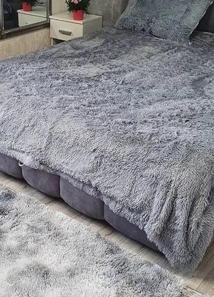Хутряне покривало на ліжко травка євро2 фото