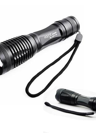 Ліхтар police bl-1837-t6 (1х18650, зарядки 220в та 12в, 5 режимів, zoom, 1050 люмен)