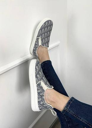 Кроссовки dior slip-on beige
