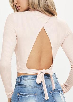 Нюдовый топ лонгслив на завязках от missguided