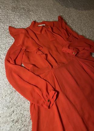 Шифоновое красное платье1 фото