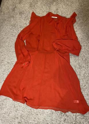 Шифоновое красное платье3 фото
