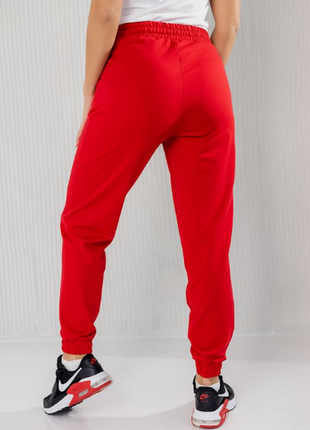 Жеские качественные спортивные штаны турция коттон двухнитка красный xl4 фото