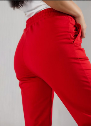 Жеские качественные спортивные штаны турция коттон двухнитка красный xl5 фото