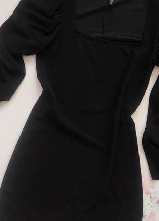 Нарядна блискуча сукня чорного кольору з квадратним вирізом р.l5 фото