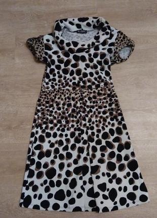Платье, леопардовое, леопардовый принт, плотный трикотаж, в тренде1 фото
