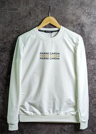 Брендовые кофты pierre cardin для мужчин / классический мужской свитшот с надписями белый