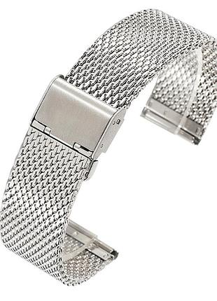 Браслет / ремешок наручных часов миланский. крупное плетение. цвет серебро. ширина 20 мм