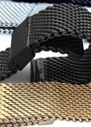 Браслет / ремешок наручных часов миланский. крупное плетение. цвет серебро. ширина 20 мм