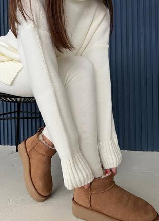 Бездоганний базовий теплий костюм - довгий об’ємний светр оверсайз та щільні теплі лосіни7 фото