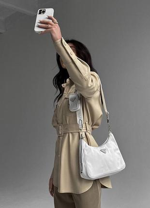 Белая сумка в стиле прада / prada are-edition white / трендовая сумочка4 фото