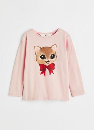 Реглан лонгслів кофточка кофтинка h&m бавовна принт котик