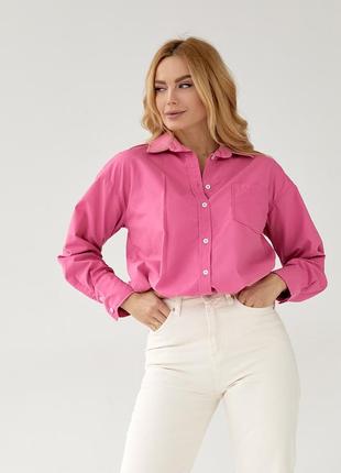 Женская удлиненная рубашка с полукруглым низом - розовый цвет, s (есть размеры)