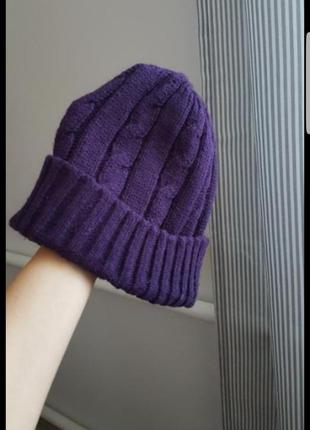 Новая женская шапка фиолетовая вязанная шапка берет1 фото