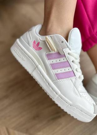 Кроссовки кожаные adidas forum 84 low white/pink 💜кеды женские, купить кроссовки, после платья