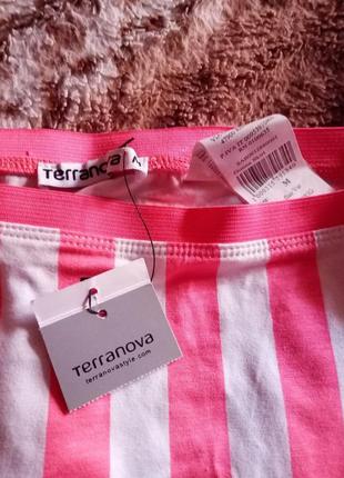 Юбка для женщин, розовая в белую полоску - terranova3 фото
