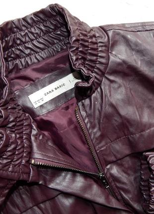 Стильна актуальна куртка zara кольору марсала з еко-шкіри3 фото
