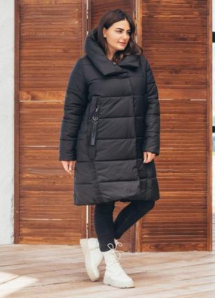 Куртка зимова жіноча, пальто 71/р.48-62/чорний1 фото
