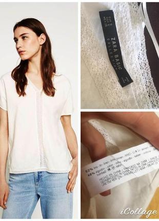 Льон котон фірмовий топ вставки з мережива льон від zara