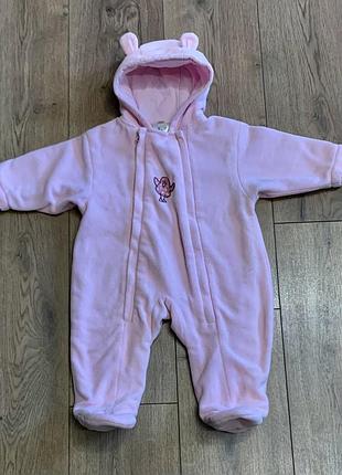 Комбинезон прогулочный тёплый флисовый на хлопковой подкладке с ушками baby club (германия)
