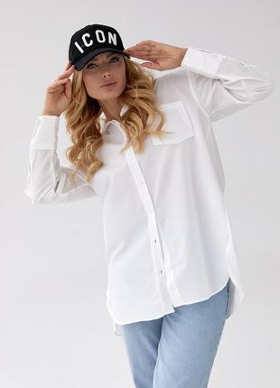 Удлиненная женская рубашка с полукруглым низом3 фото