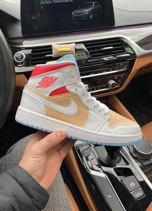 Женские кроссовки nike air jordan 1 mid se sesame 36-38-40-41