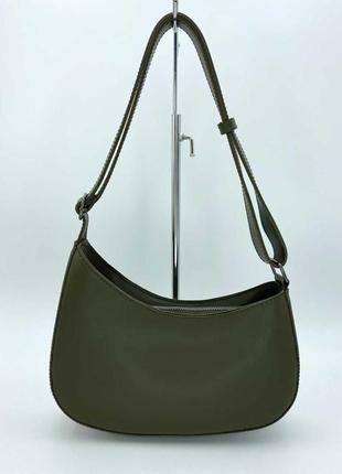 Женская сумка хаки сумка ассиметричная сумка хаки клатч сумка на плечо сумка багет1 фото