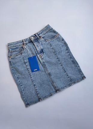 Джинсовая синяя голубая короткая юбка jjxx s, 36, 44